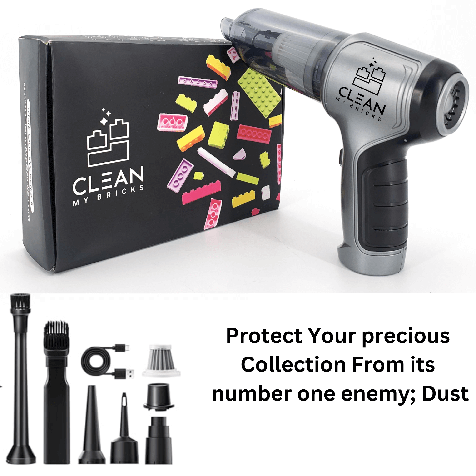 CleanMyBricks™ 2.0 – 3-in-1 Mini Vacuum Cleaner
